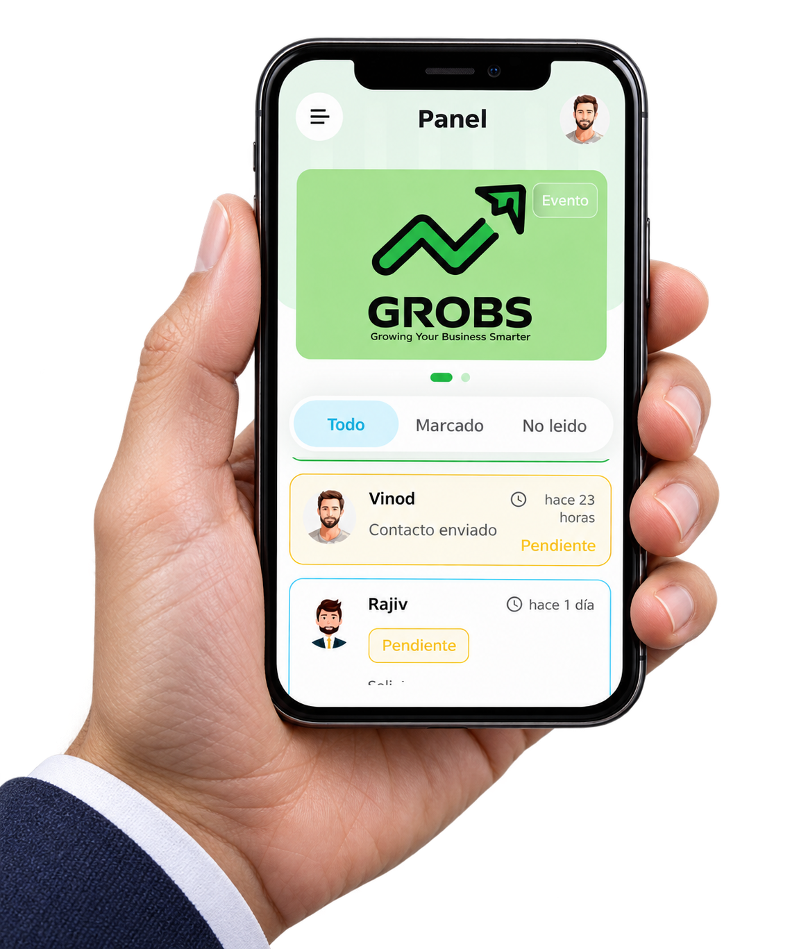 Aplicación GROBS en un móvil